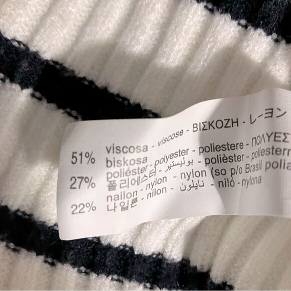 Zara Cropped Sweater Women Size 9-10 Black and White Striped Mock Neck - Picture 5 of 8
